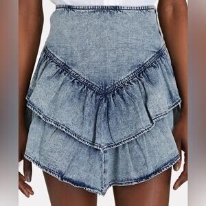 Mother The Ruffle Denim Mini Skirt 23 Women’s Threading The Needle 9476-645